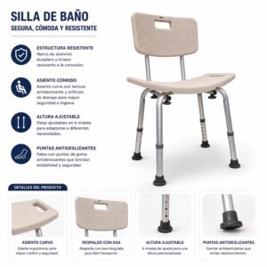 Silla de baño para adultos mayores para ducha en casa